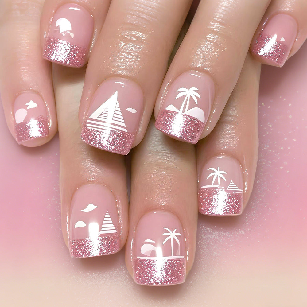 Tropical Beach-Themed Nail Art Design Stornfield