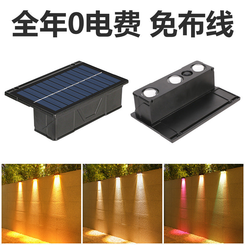Outdoor Solar RGB Dual-Beam Wall Light With Integrated Photovoltaic Panel And Weather-Resistant Mounting Base Stornfield