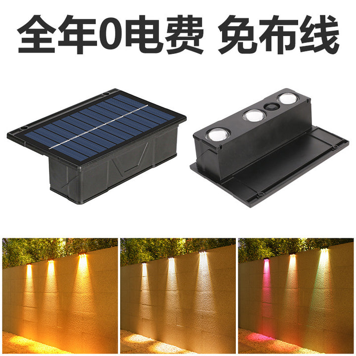 Outdoor Solar RGB Dual-Beam Wall Light With Integrated Photovoltaic Panel And Weather-Resistant Mounting Base Stornfield
