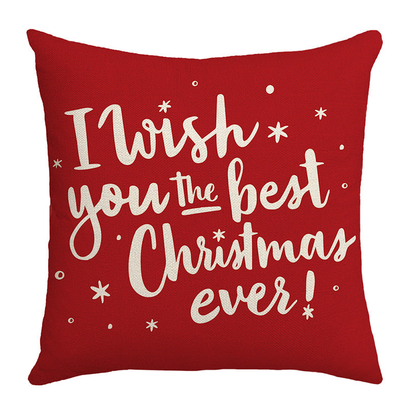 Seasonal Christmas Throw Pillow Cover with 'Let It Snow' Script and Snowflake Print