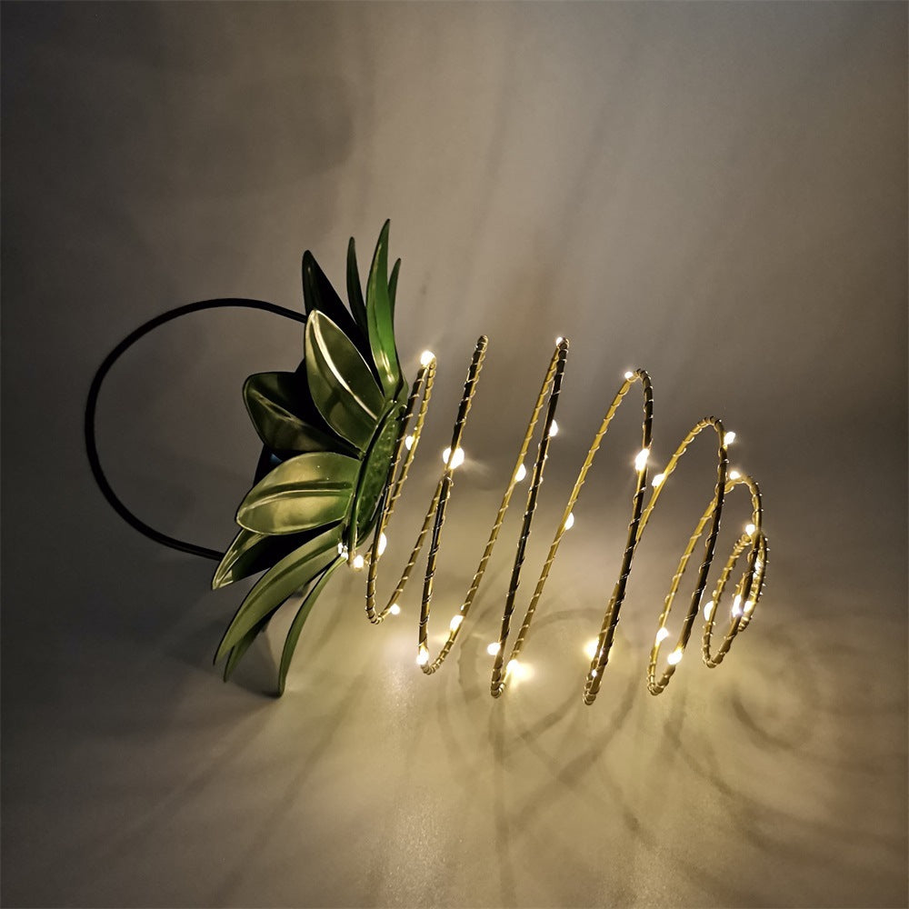 Spiral Pendant LED Hanging Planter Lamp With Faux Tropical Leaf Topper Stornfield
