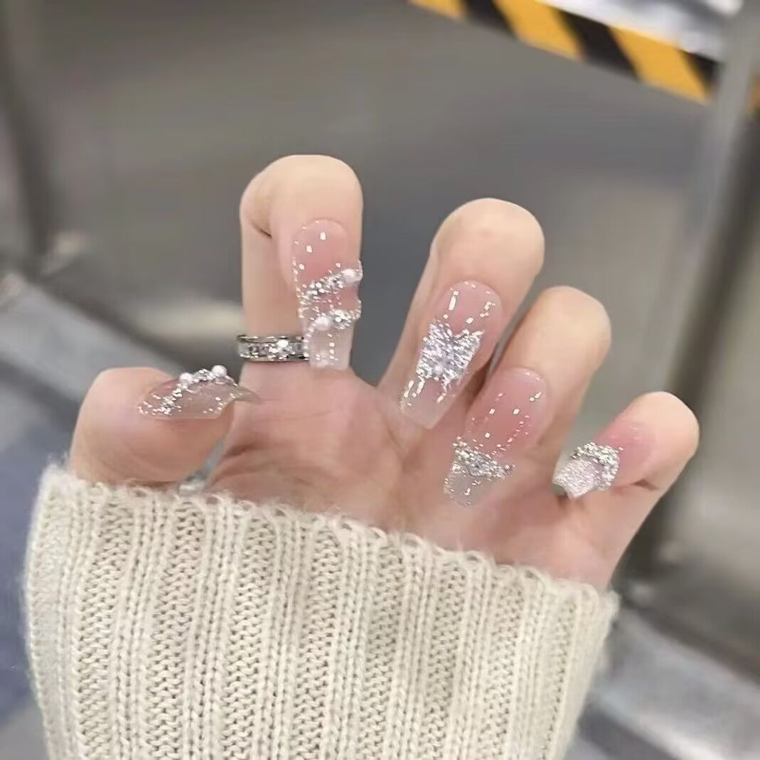 Elegant Crystal-Embellished Press-On Nail Art Stornfield