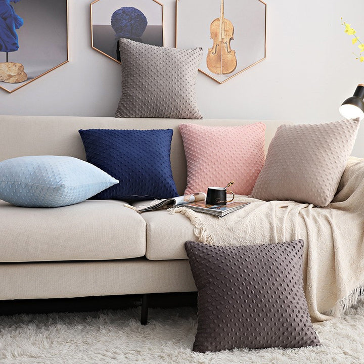 Decorative square pillow cover made of soft Minky-Dot plush with concealed zipper Stornfield