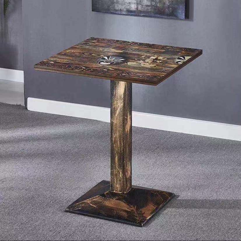 Vintage dining table with custom license plate design Stornfield