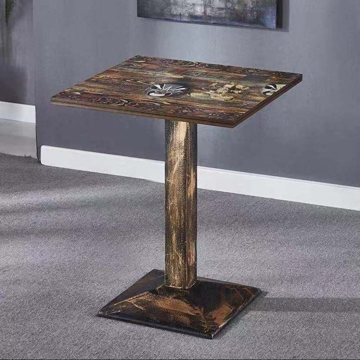 Vintage dining table with custom license plate design Stornfield