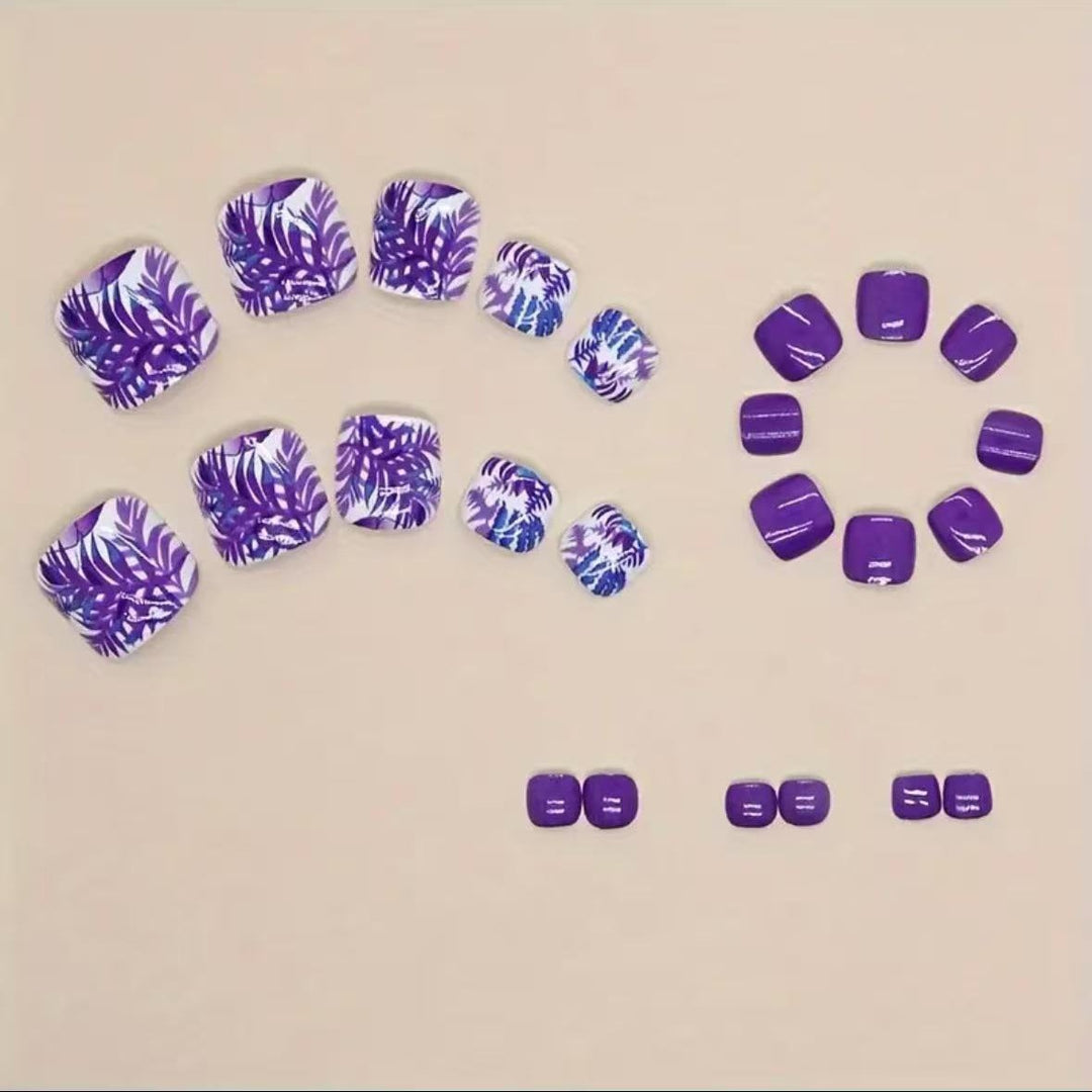 Nail art set with vibrant tropical motifs and glossy finish Stornfield