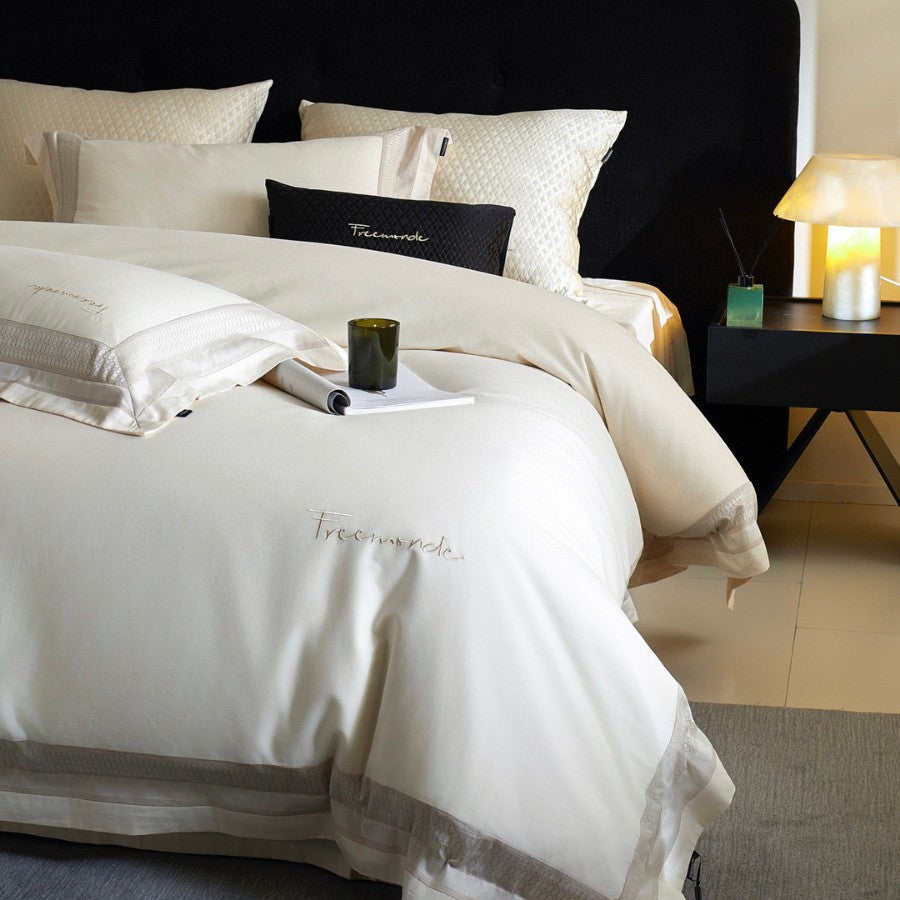 Luxury Embroidered Duvet Cover Set with Decorative Border