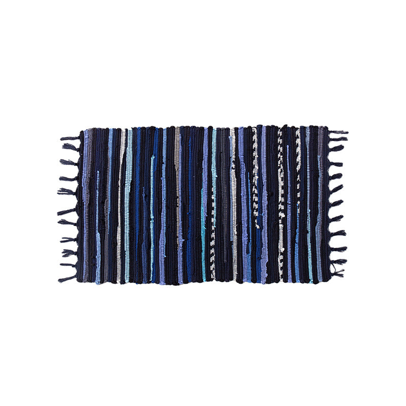 Handwoven cotton rug runner with fringes