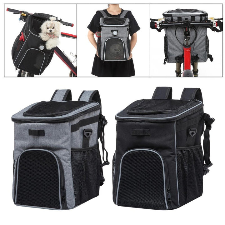 Front-Mounted Pet Carrier Bike Bag with Secure Leash Breathable Mesh Padded Base Reflective Trim Stornfield