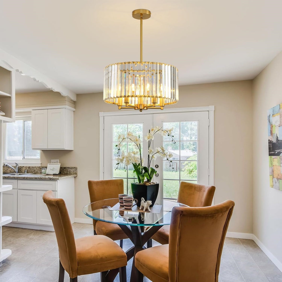 Crystal-Ribbed Modern Pendant Light
