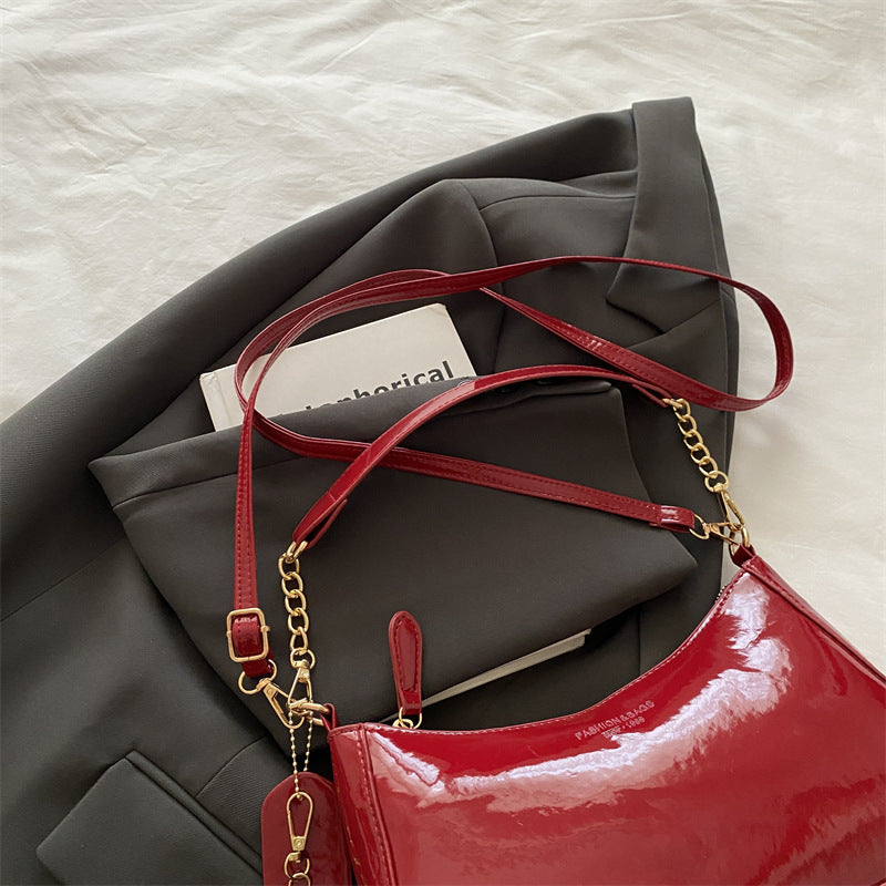 Glossy Patent Leather Crossbody Handbag