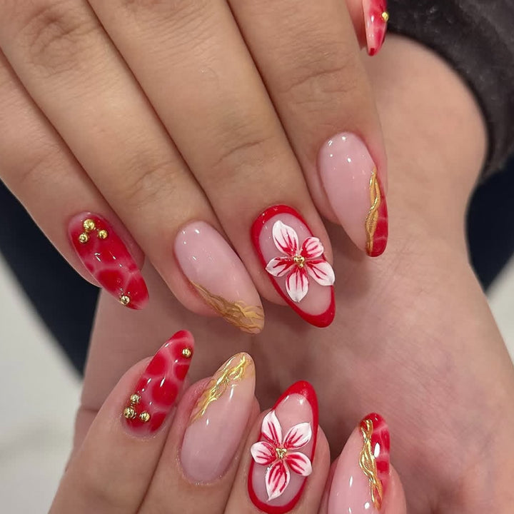 Floral Acrylic Nail Art Extensions Stornfield