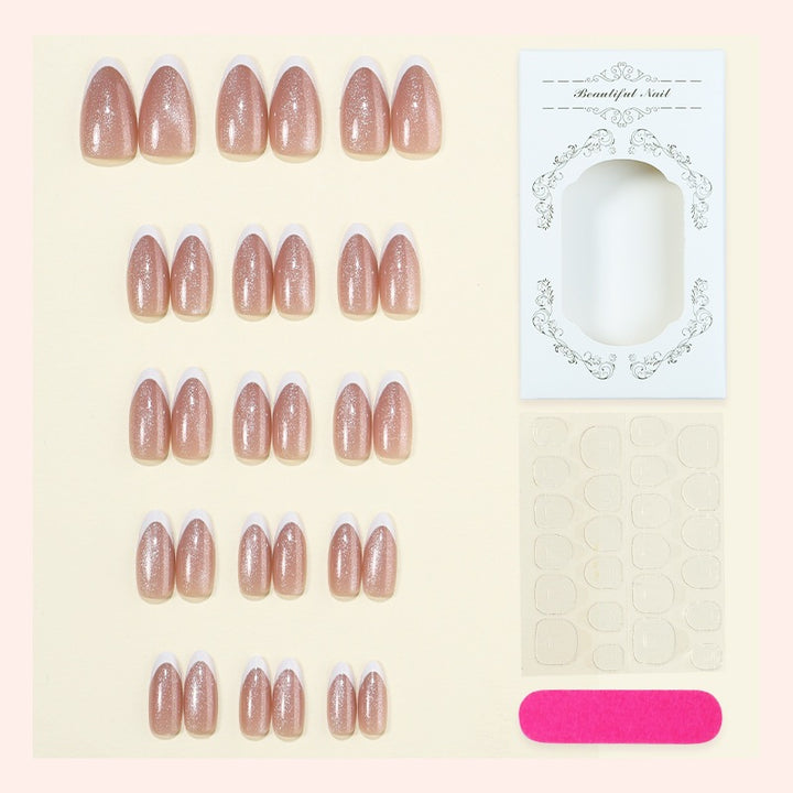 Artificial nail tips with glitter and elegant shape Stornfield