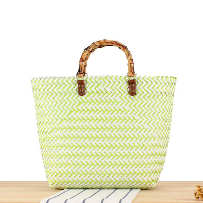 Handbag Made of High-Quality Woven Material with Bamboo Handles Stornfield