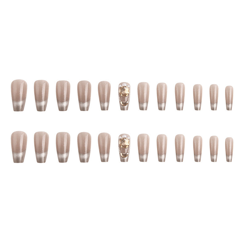 Artificial nail set with glamorous gold and glitter accents Stornfield