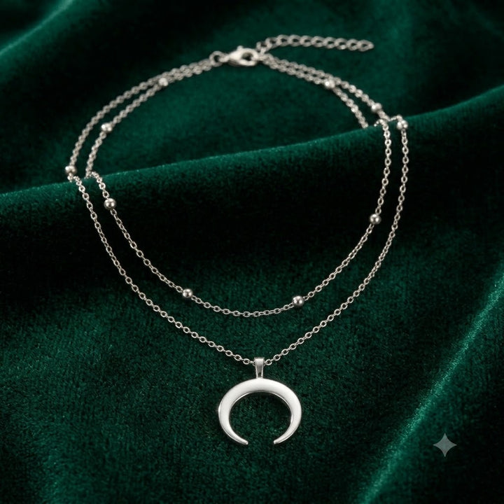Layered Crescent Moon Pendant Necklace Stornfield