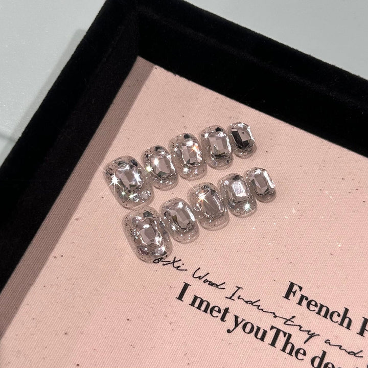 Premium Crystal-Accentuated Press-On Nail Art Set