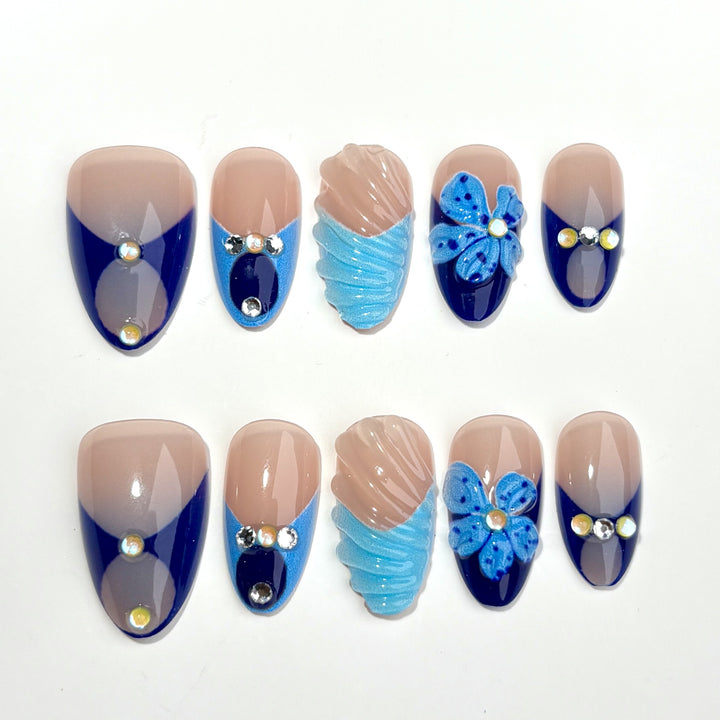 Artistic Gem-Embellished Press-On Nail Set 1790746253