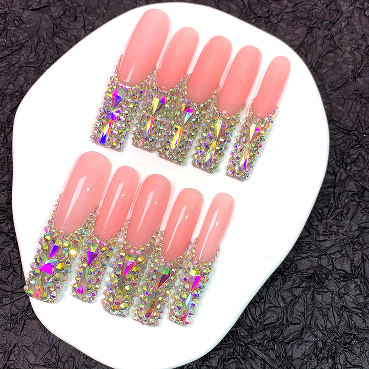 3D Decorative Press-On Nail Extensions with Sparkling Gem Accents Stornfield