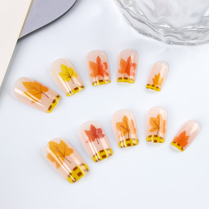 Seasonal Leaf-Themed Press-On Nails Stornfield