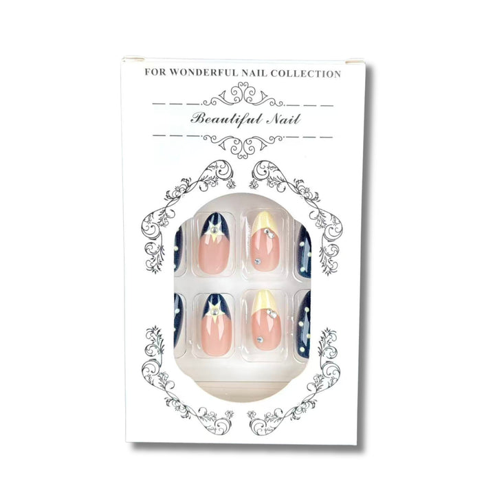 Artistic Press-On Nail Set with Star Accents