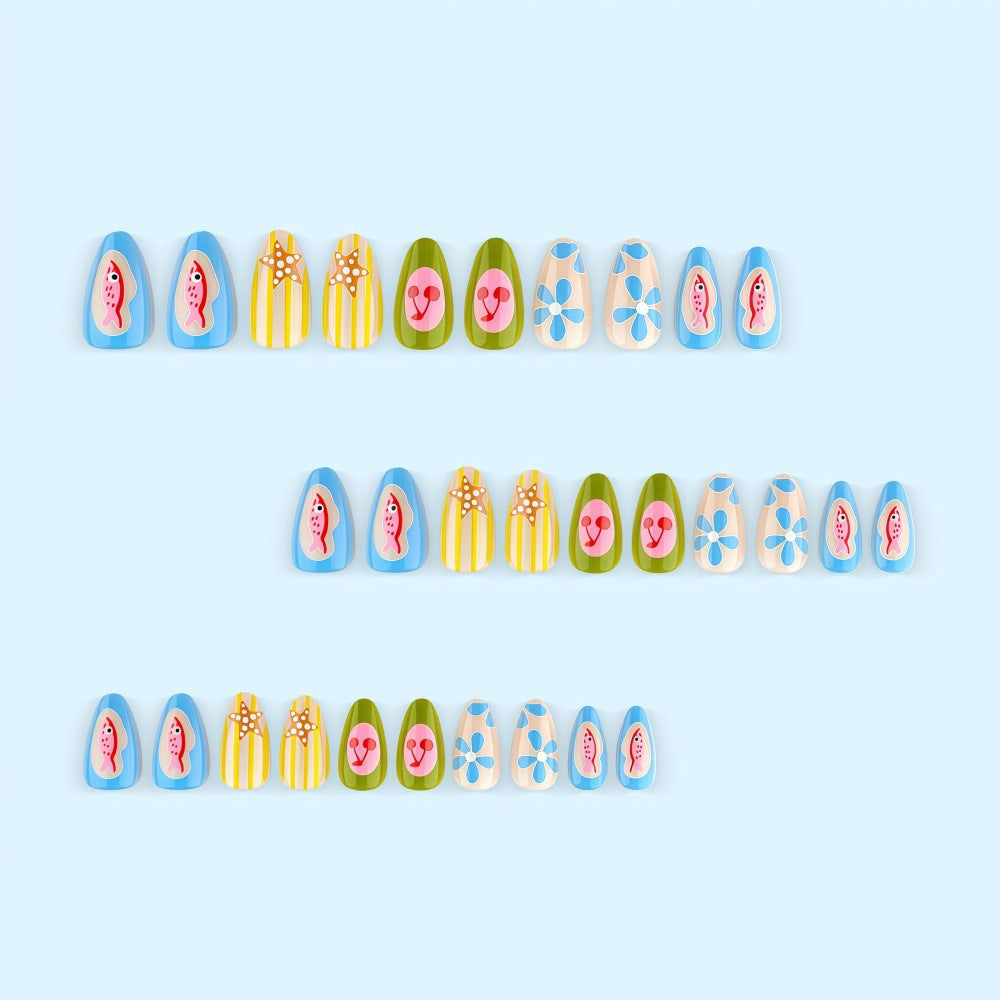 Artificial nails with playful fruit and flower motif Stornfield