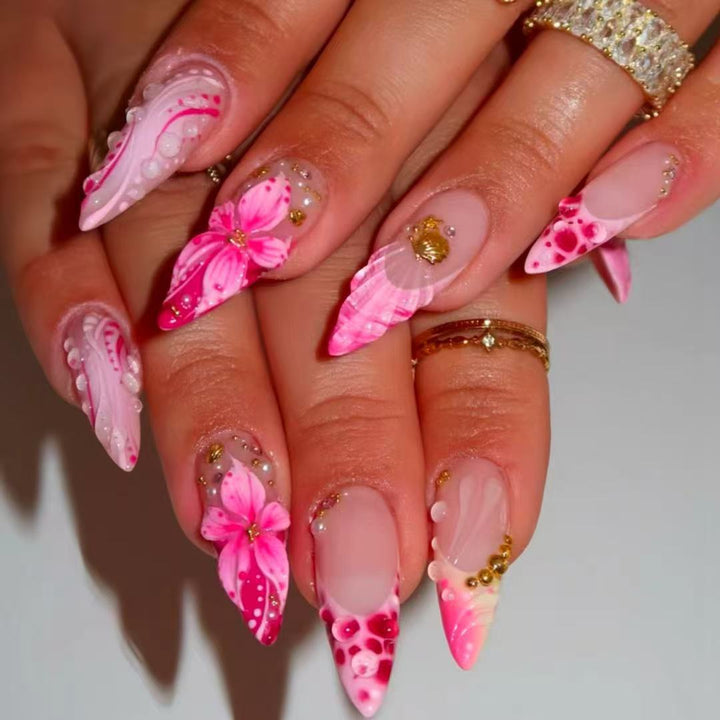 Floral Design Stiletto Press-On Nails Stornfield