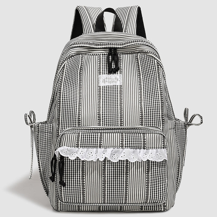 Stylish Striped Backpack with Lace Trim Stornfield