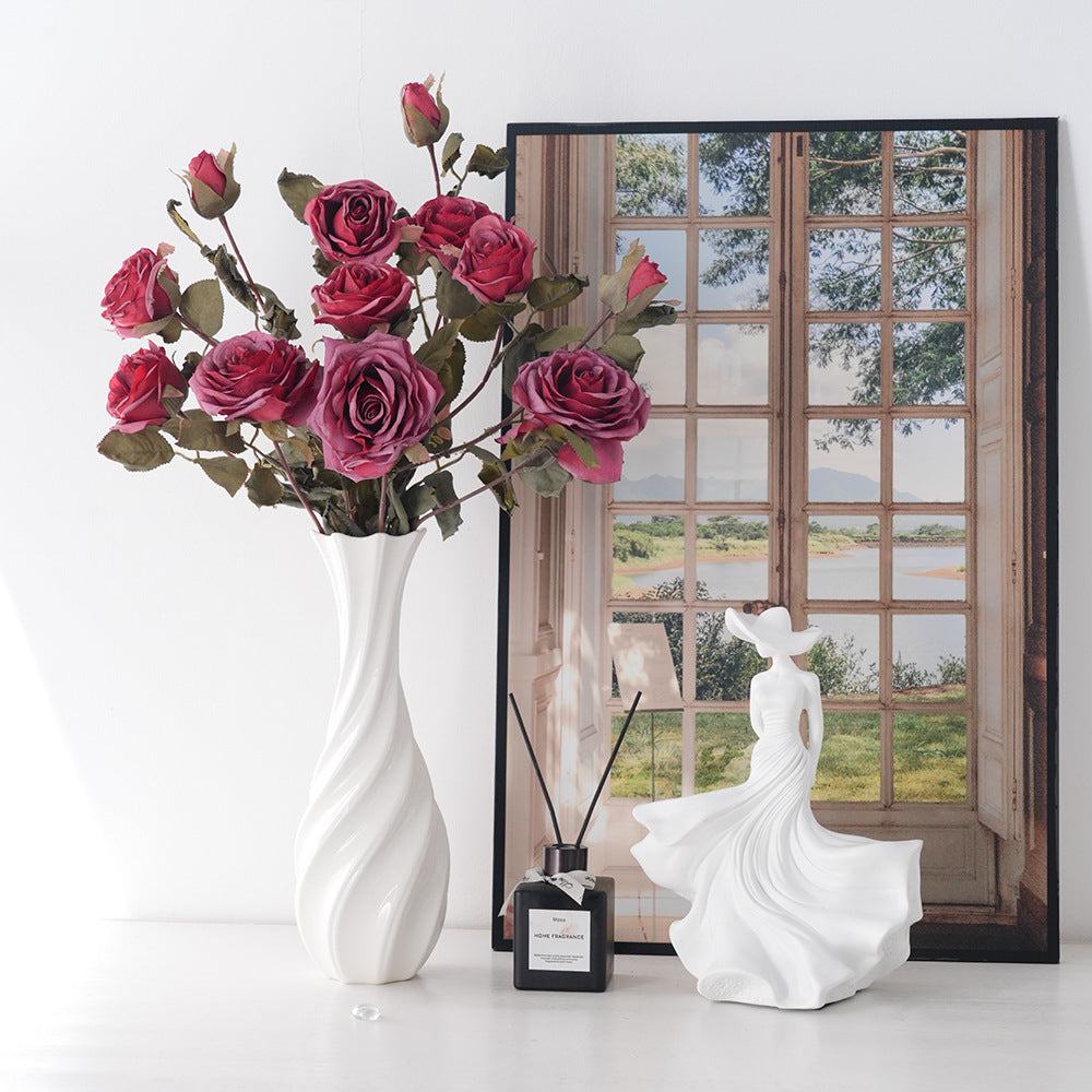 Elegant Faux Floral Rose Stem