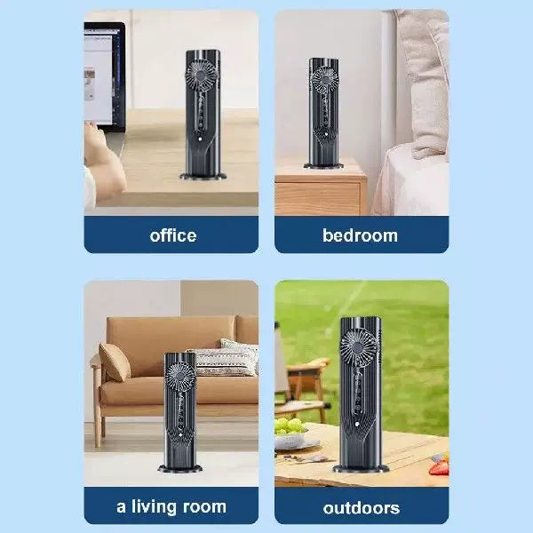 Unisex One Size Rechargeable Vertical Desktop Fan with LED Display Touch Control Adjustable Tilt Base Stornfield