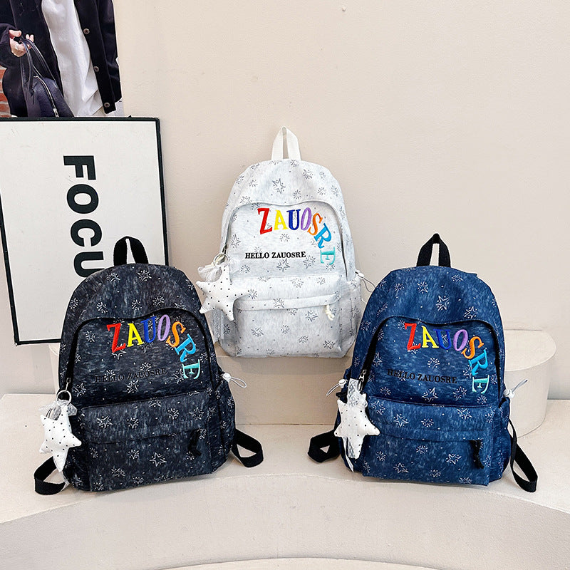 Stylish Star-Embellished Corduroy Backpack Stornfield