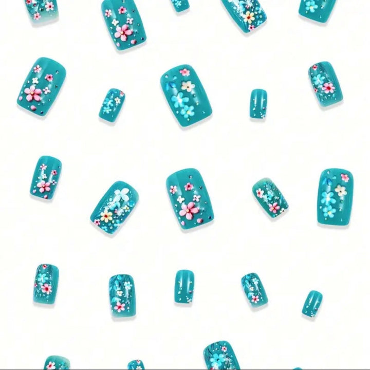 Artificial nail set with vibrant floral designs Stornfield