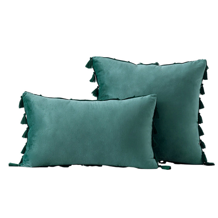 Velvet Tassel-Trim Square and Lumbar Decorative Pillow Set