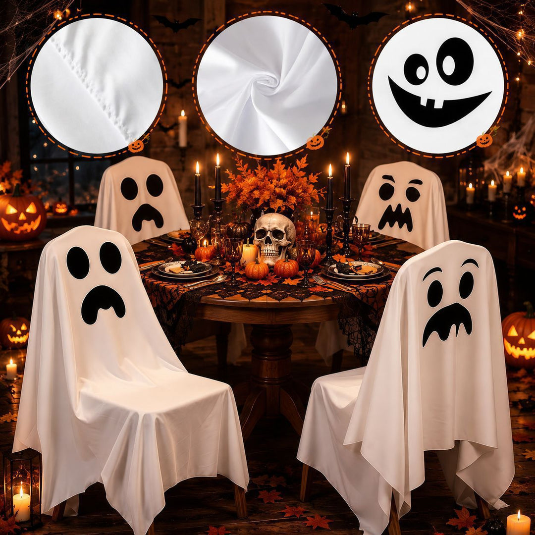 Ghost Throw Costume with Sewn-On Eyes and Bow Appliqué