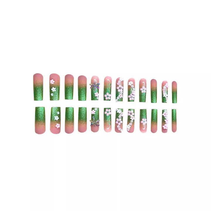 Decorative Floral Acrylic Nail Art Extensions Stornfield