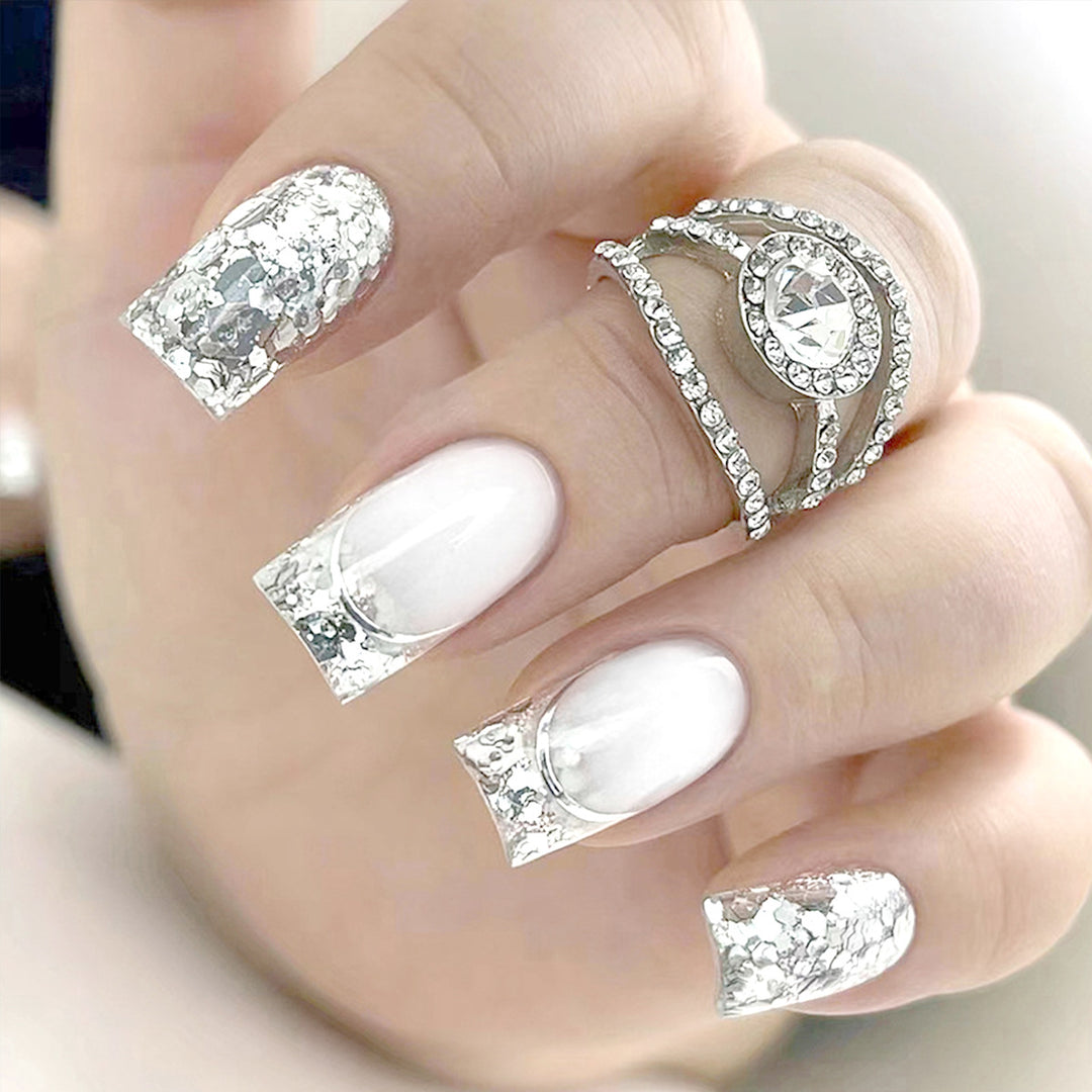 Elegant Crystal Accent Press-On Nail Tips Stornfield