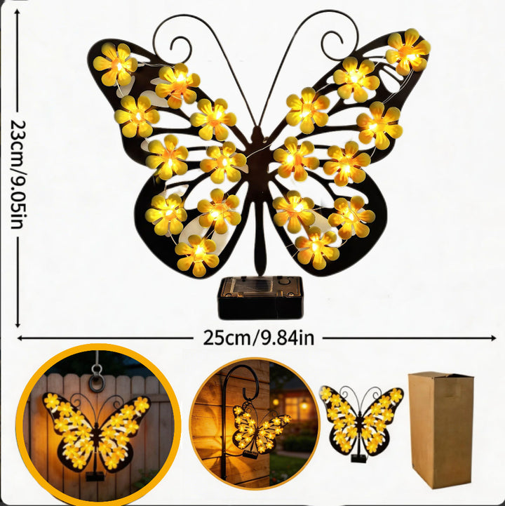 Decorative Metal Bee Wall Light With Integrated Fairy LED String And Solar Power Module Stornfield