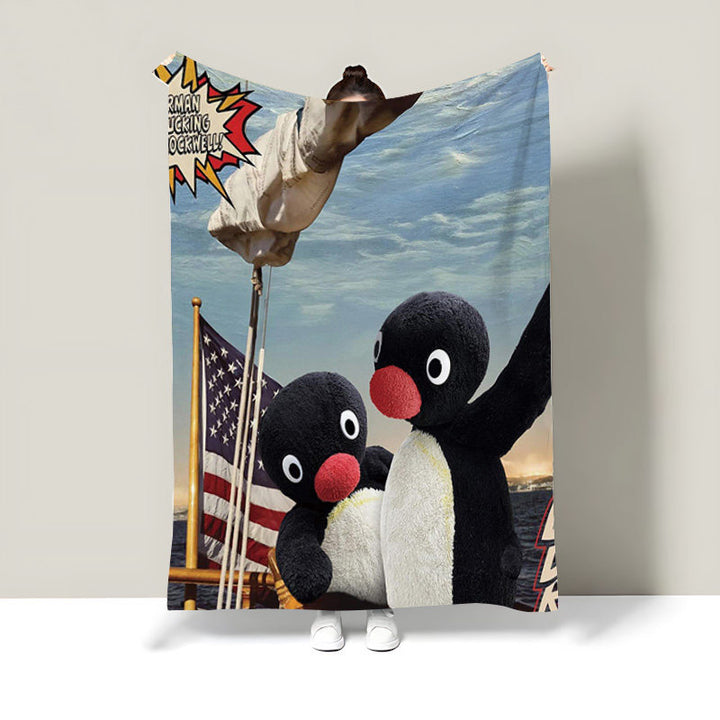 Cartoon-Themed Plush Throw Blanket