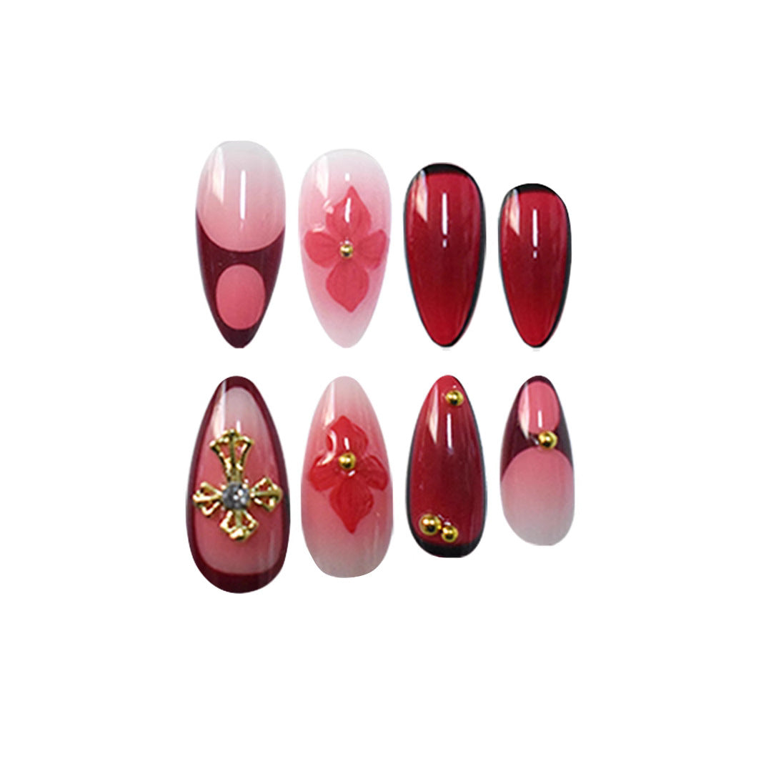Premium Artistic Floral Stiletto Press-On Nails Stornfield
