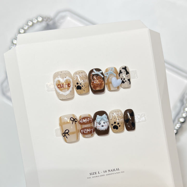 Whimsical Hand-Painted Press-On Nail Set