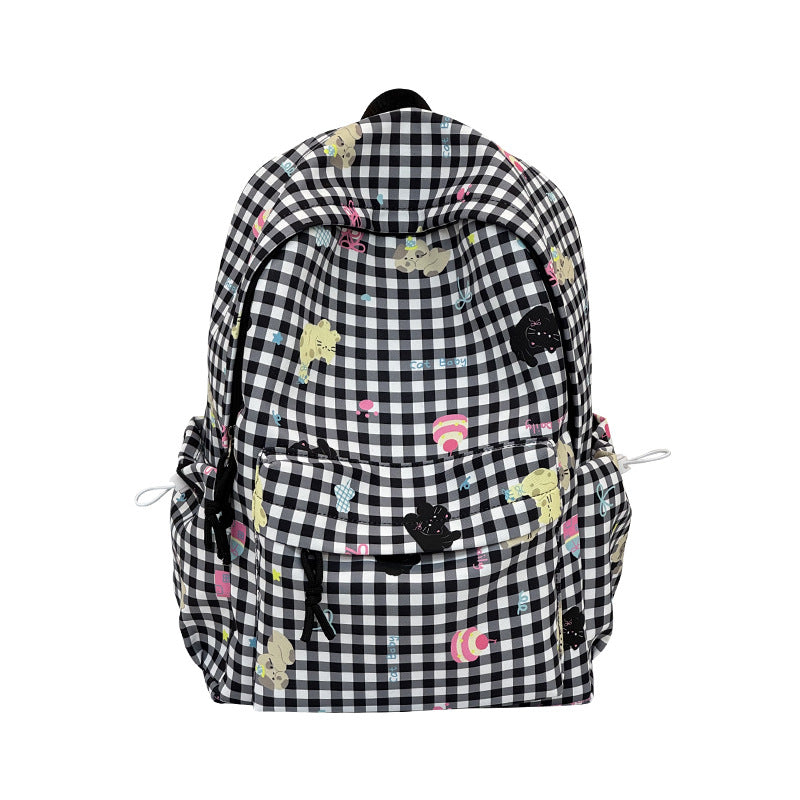 Backpack with Creative Checkered Pattern and Playful Appliqués Stornfield