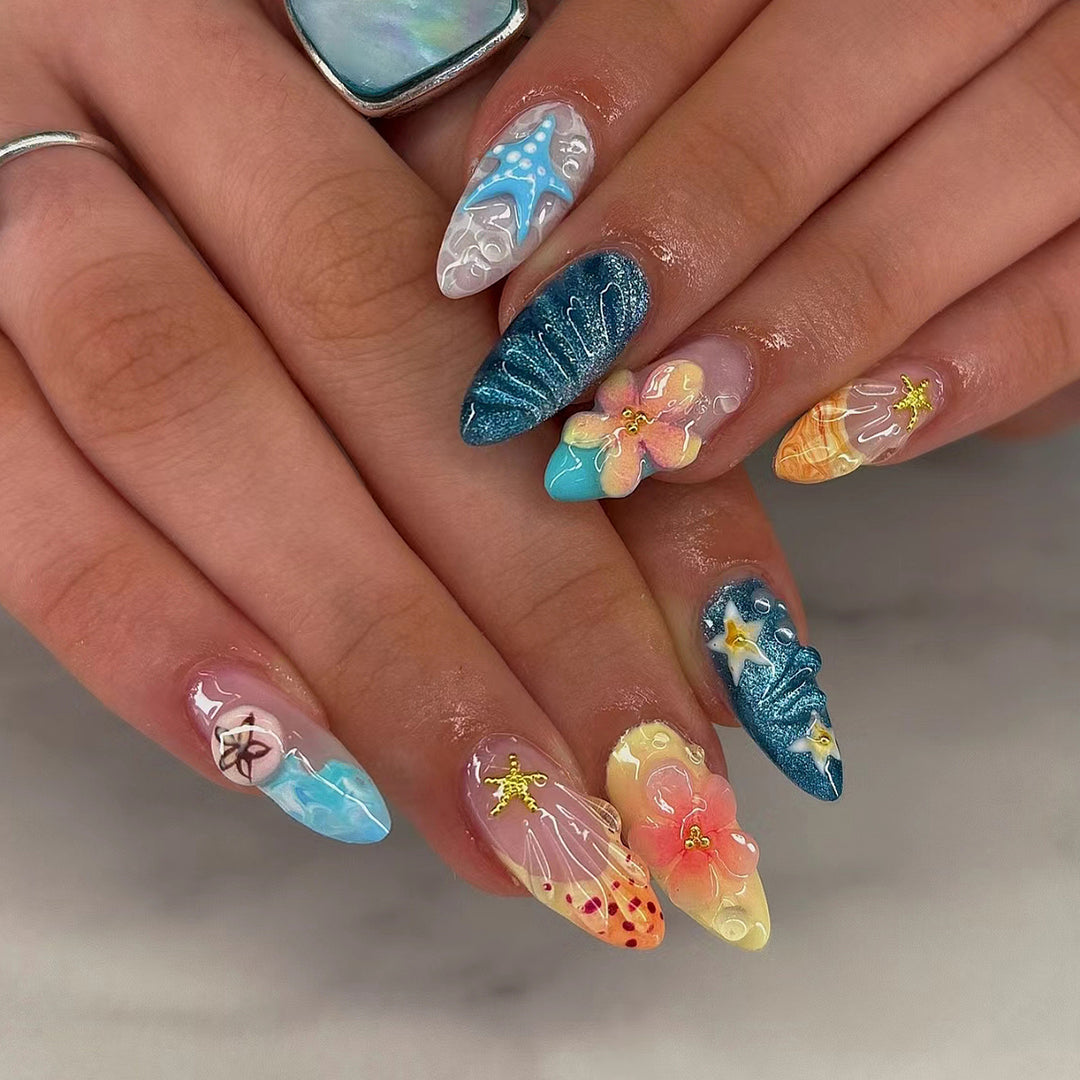 Beach-Inspired Press-On Nail Art Stornfield