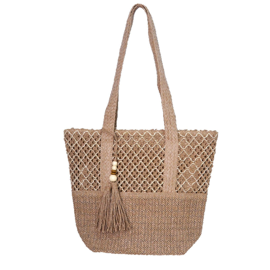 Beach bag with mesh structure and tassel details Stornfield
