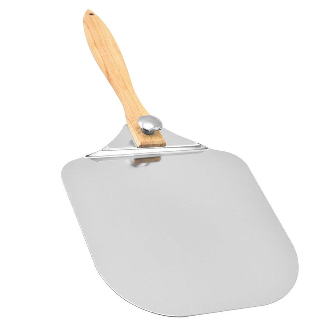 large stainless steel pizza peel with wooden handle Stornfield