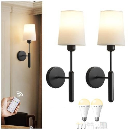 Adjustable Fabric Two-Arm Wall Light Fixture