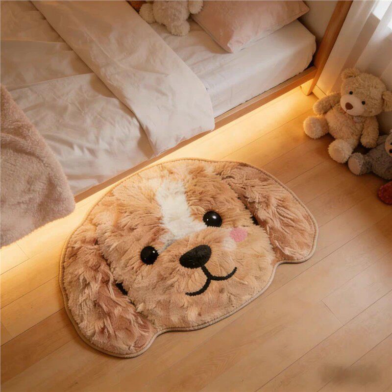Cute Dog-Shaped Plush Area Rug