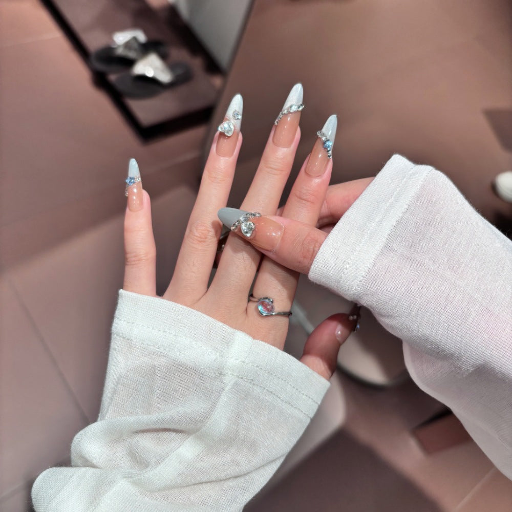 Elegant Stiletto Press-On Nails with Intricate Floral Accents Stornfield