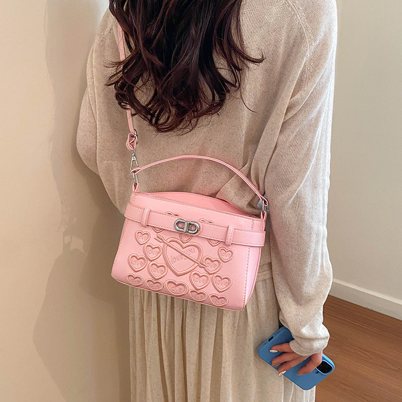 Embossed Heart Detail Handbag