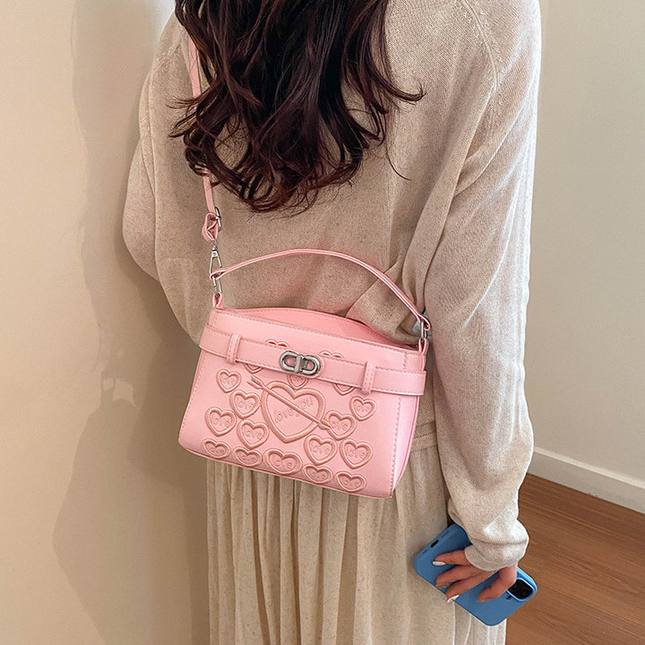 Embossed Heart Detail Handbag