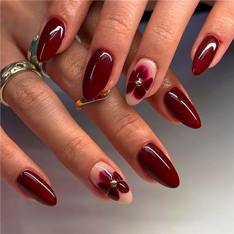 Elegant Floral Press-On Nail Art Extensions Stornfield 1787913949